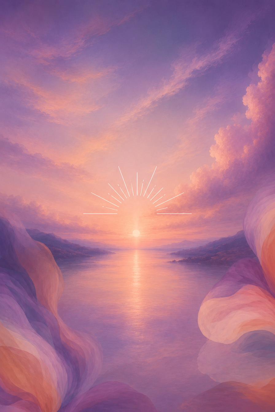 Sunrise over water with sacred sun rays, Emergence by BT